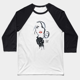 black and white girl illustration Baseball T-Shirt